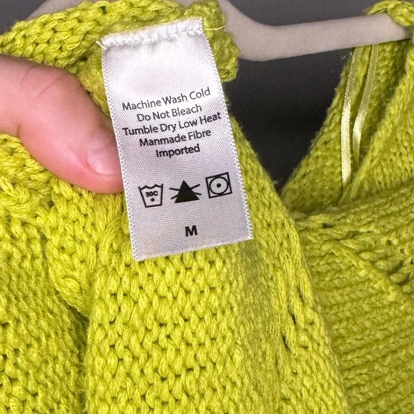 100% Cotton Boho Avocado Green Knit Sweater ⭑ Size M - Picture 9 of 14